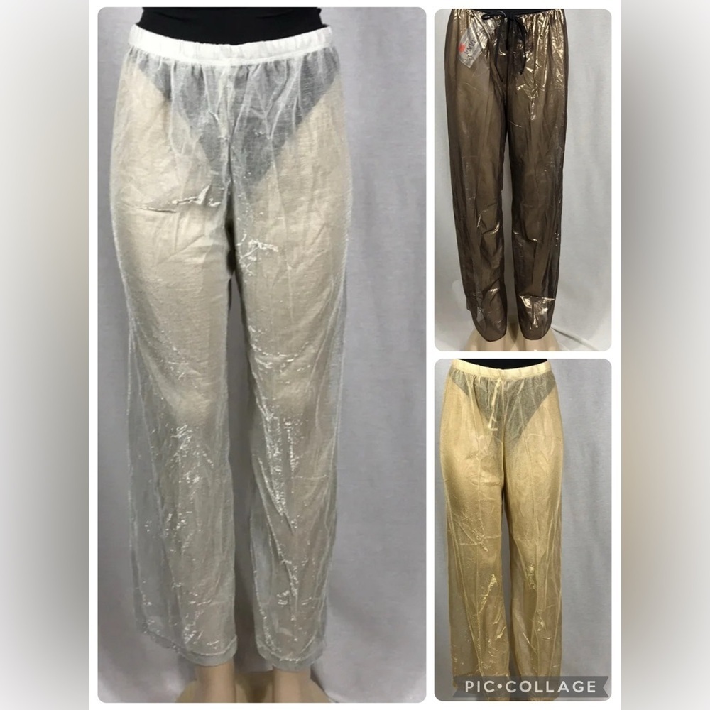 Zuliana Bundle of 3 Metallic Mesh Pants Size XL. Made in USA New With Tags